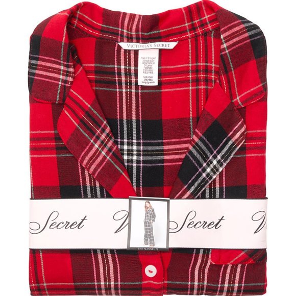 NWT VS M Cotton Flannel PJ Set Red Black Plaid - Picture 15 of 16